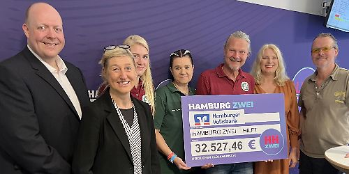 Hamburg zwei hilft e.V., Hamburger Volksbank, Scheckübergabe